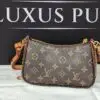 LOUIS VUITTON\Zip Pochette mit Kette-Goldfarben und Lederband\Monogram Canvas-Lederband braun-rot