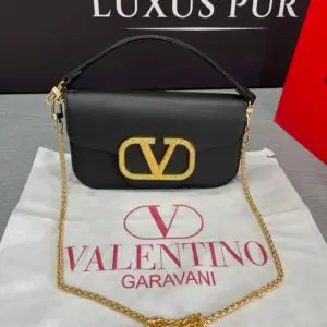 Valentino Minitasche Loco schwarz-Logo gold -1