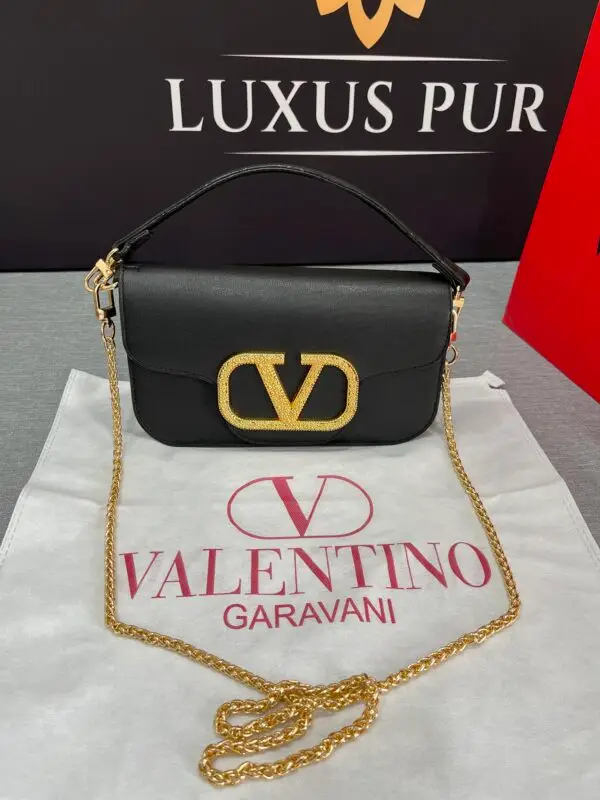 Valentino Minitasche Loco schwarz-Logo gold -1