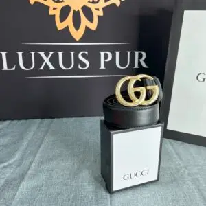 GUCCI-Gürtel 3,5cm breit-Schwarz mit Schnalle Gold