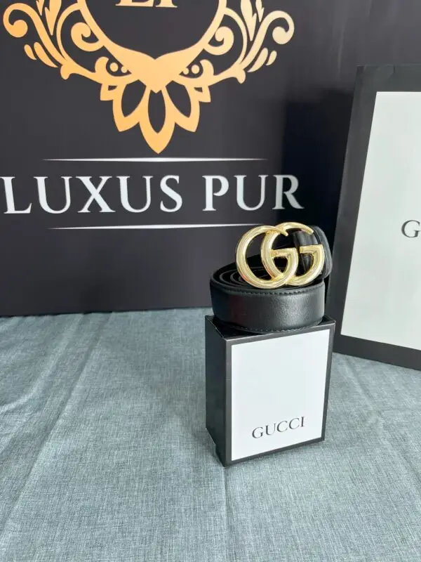 GUCCI-Gürtel 3,5cm breit-Schwarz mit Schnalle Gold