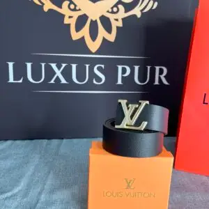 LOUIS VUITTON Gürtel 3,5cm breit-Schwarz mit Schließe-gold 1