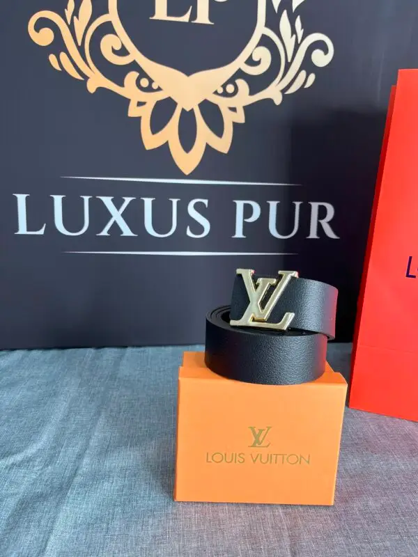 LOUIS VUITTON Gürtel 3,5cm breit-Schwarz mit Schließe-gold 1