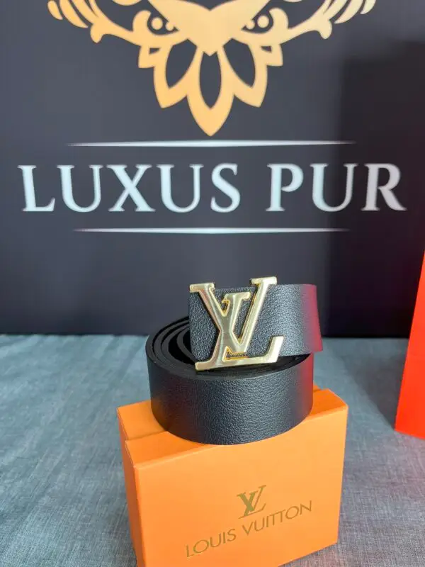 LOUIS VUITTON Gürtel 3,5cm breit-Schwarz mit Schließe-gold 2