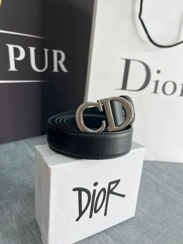 Dior Gürtel 2,7cm breit-Schwarz mit Schließe-silber 2