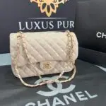 CHANEL Classic Double Flap 10 Chain Shoulder Bag Beige -1